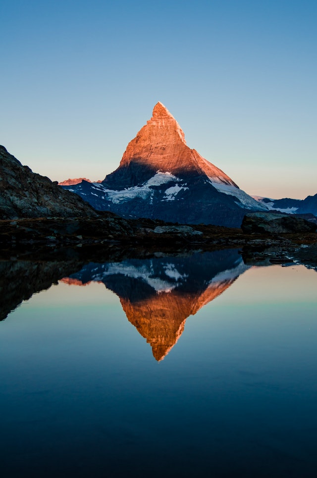 mountain view mirrored by the serene water